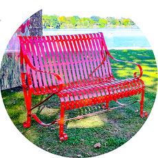 park bench red obiss